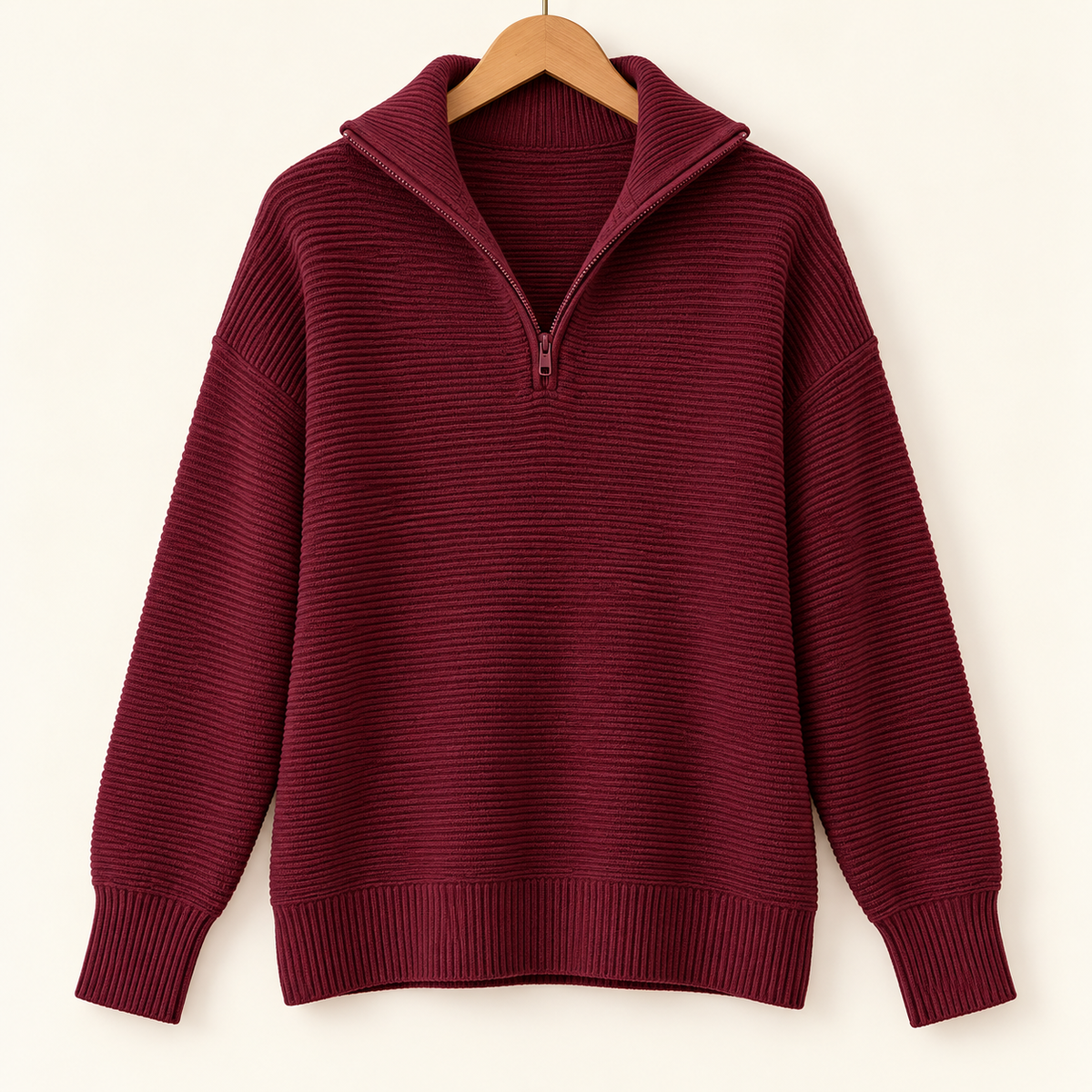Amelie | Textured Half-Zip Pullover